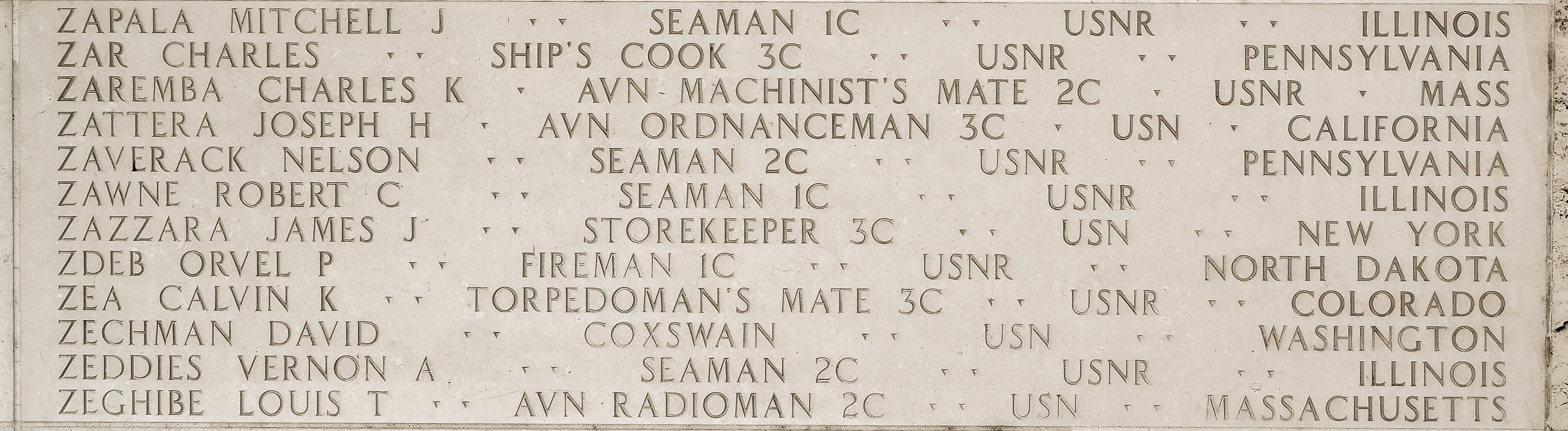 Nelson  Zaverack, Seaman Second Class